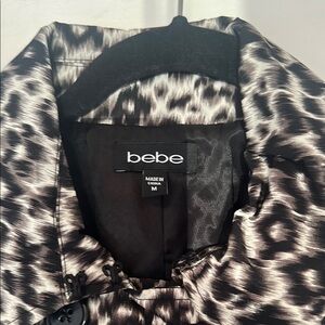bebe Black and White Patterned Trench Coat